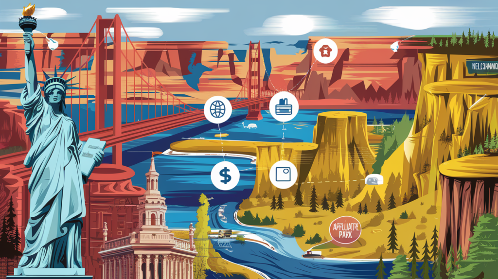 A visual comparison chart of top USA Tour Affiliate Programs, detailing commissions and benefits for travel influencers.